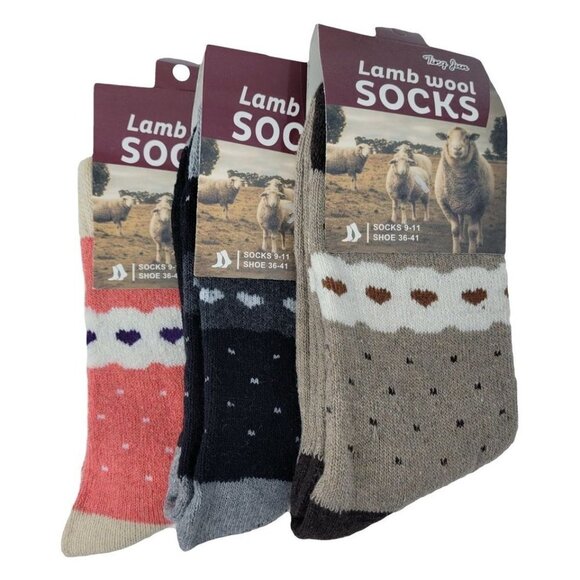 Women's Lamb Wool Crew Socks, Thermal Warm Winter Heavy Duty Boot, 3 Pairs NWT - Picture 1 of 3